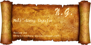Nádasy Gyula névjegykártya